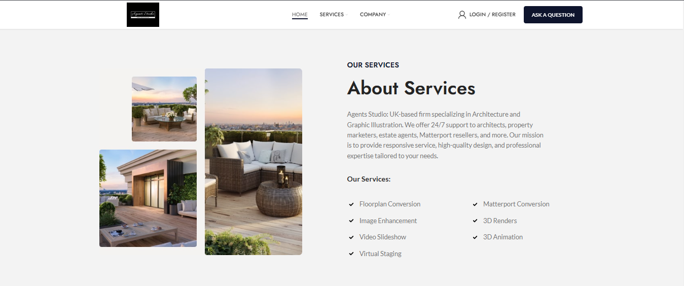 case study for Agency business website agents studio fro real estate services